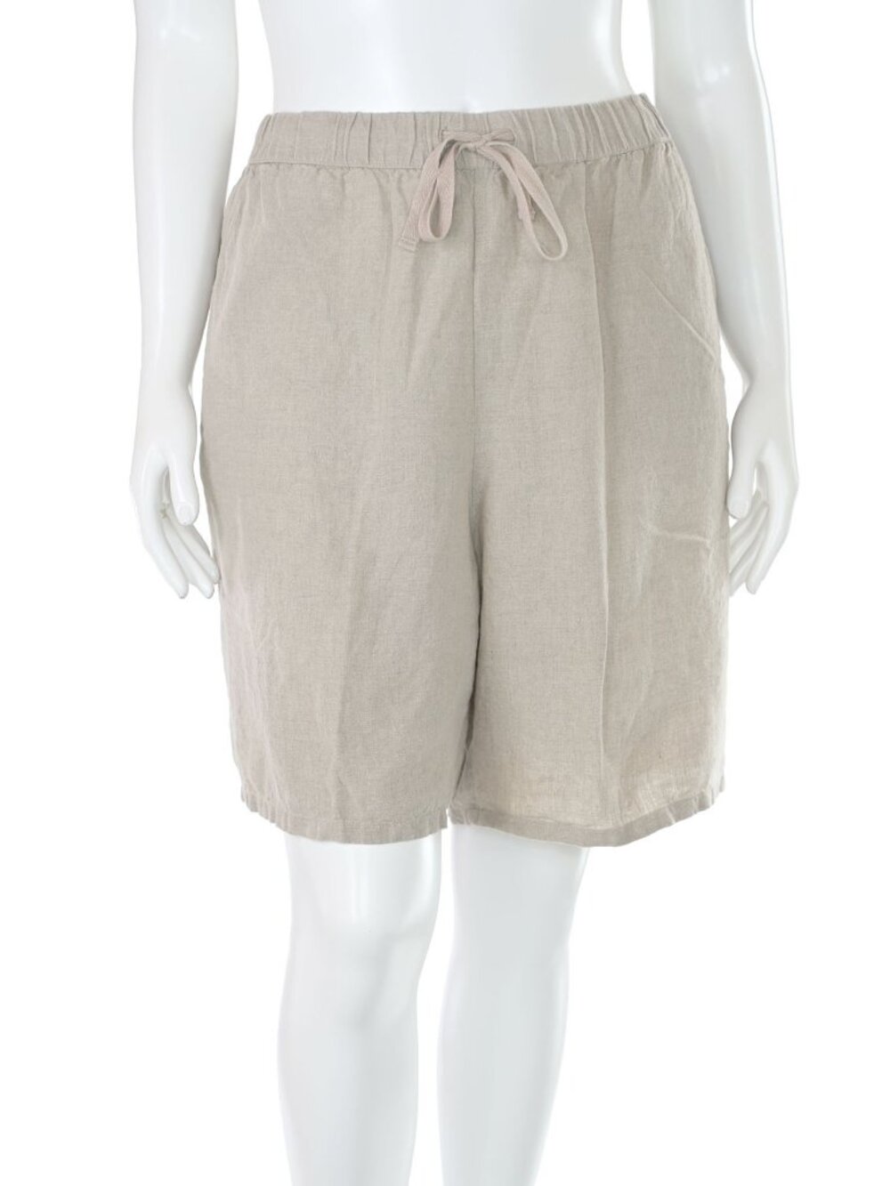 Eileen Fisher Tan 100% Organic Linen Mid-Thigh Shorts Women's sz XL